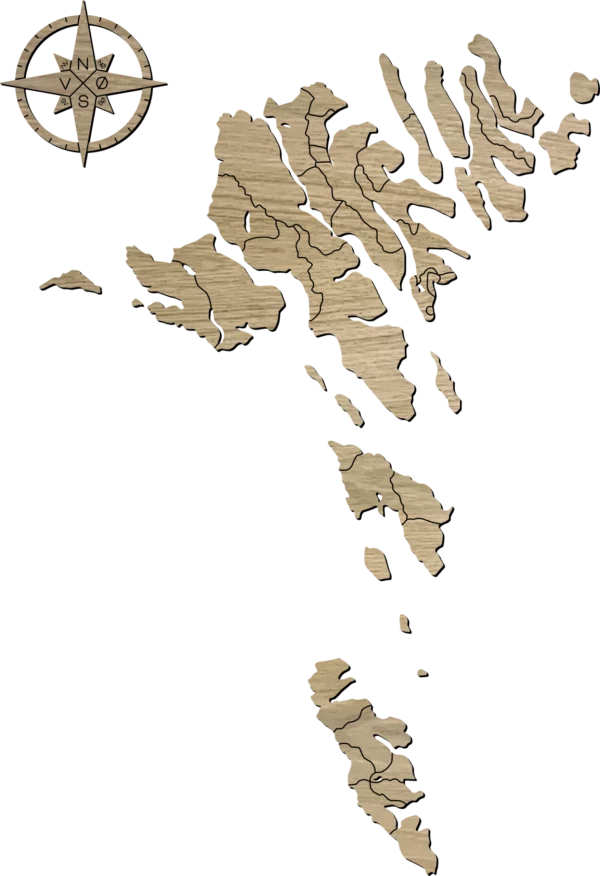 Large færøkort i egetræ