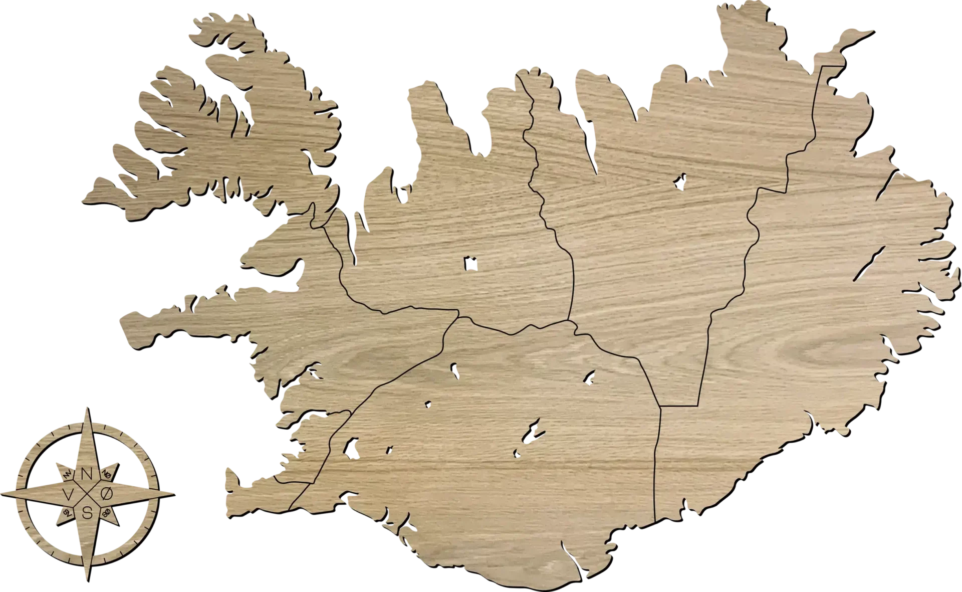 Large islandkort i egetræ