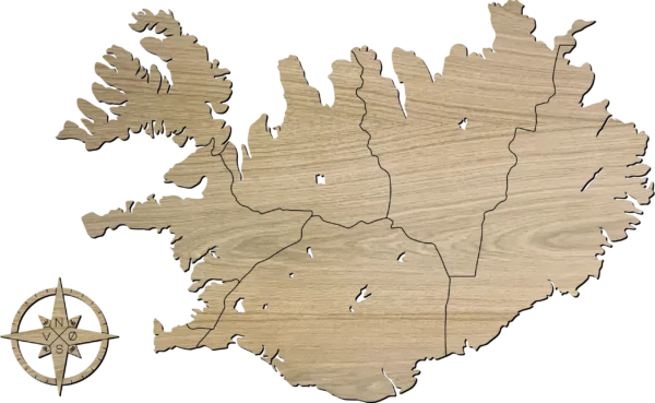 Large islandkort i egetræ