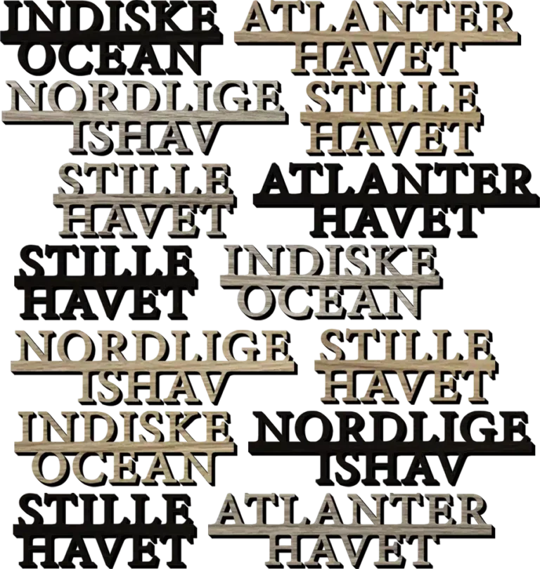 Havskilte i træ Tilbehør til verdenskort i træ